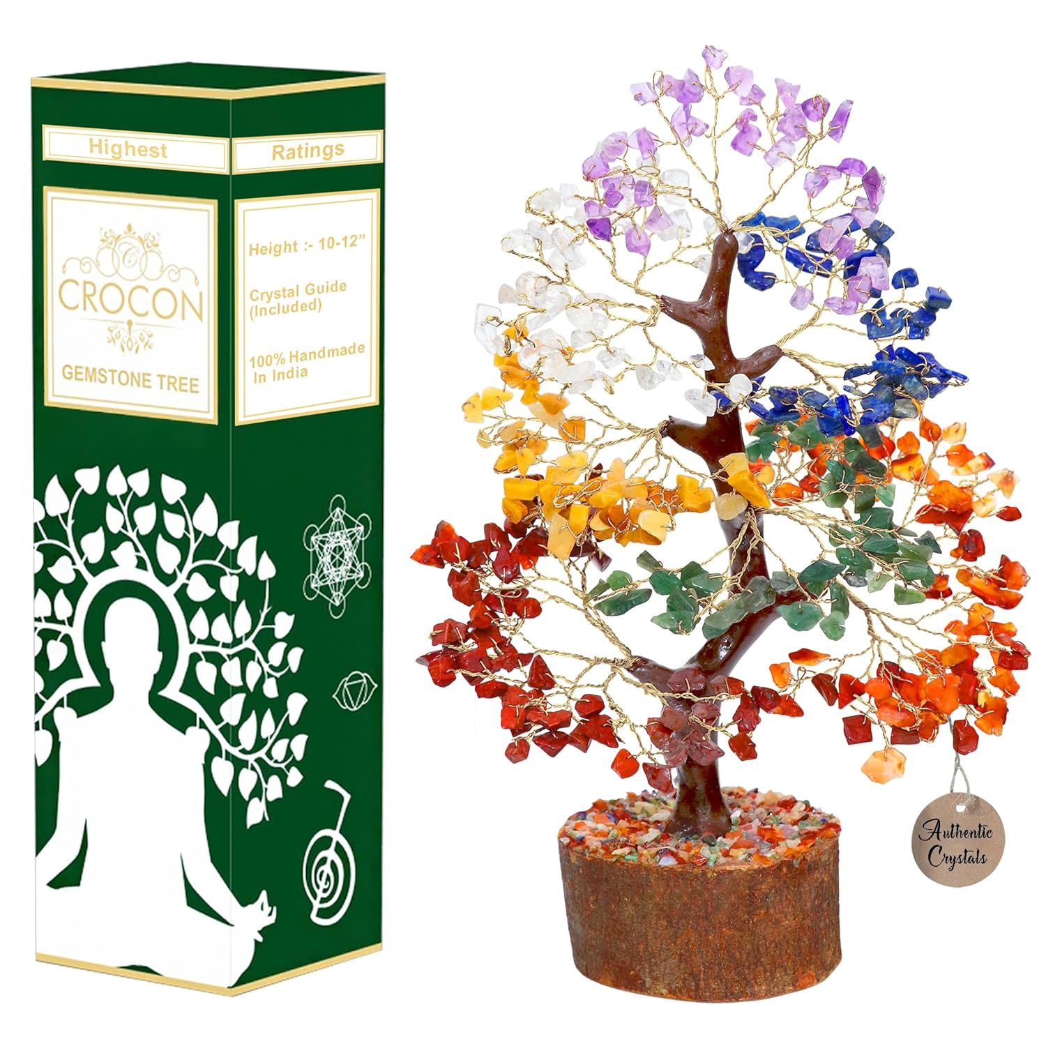 Seven Chakra Tree of Life for Positive Energy – Feng Shui Decor, Fake Bonsai, Crystals and Healing Stones, Money Tree, Room Decor 7 Chakra, Stone, Healing Crystals, Spiritual Gifts